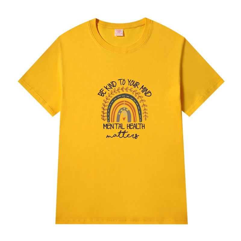 Short Sleeve Crew Neck Be Kind Letter Printed T-shirt