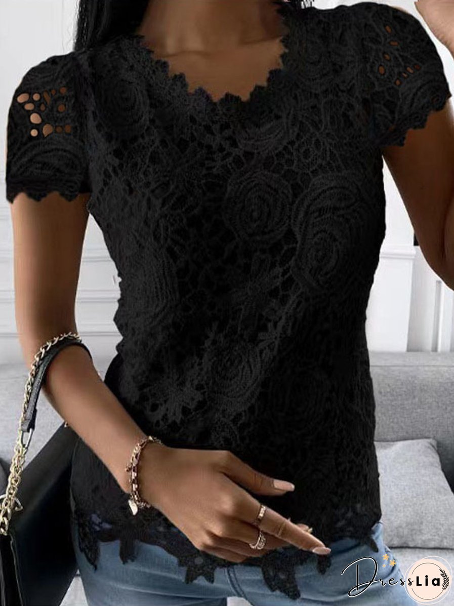 Crew Neck Lace T-Shirt