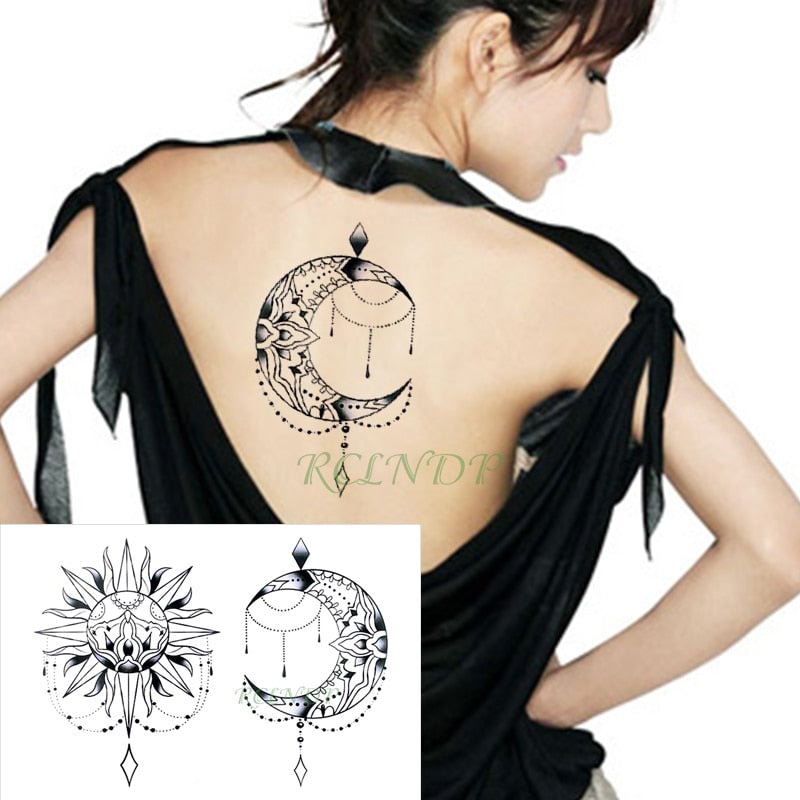 Waterproof Temporary Tattoo Sticker Moon Sun fake tatto flash tatoo tatouage temporaire Stickers sexy arm back for girl women