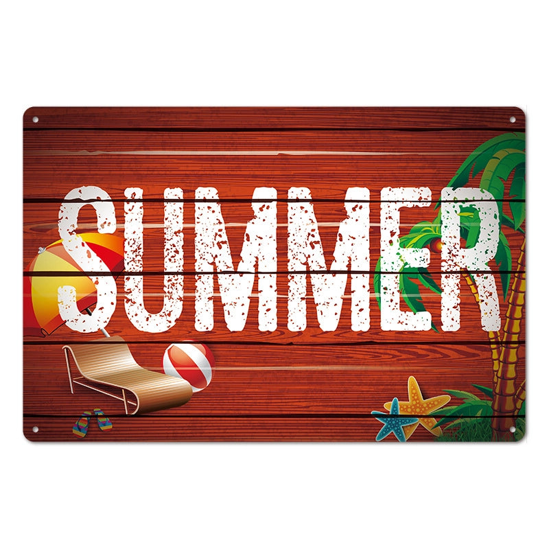 Beach Artistic Letter Landscape Iron Mural Wall Art