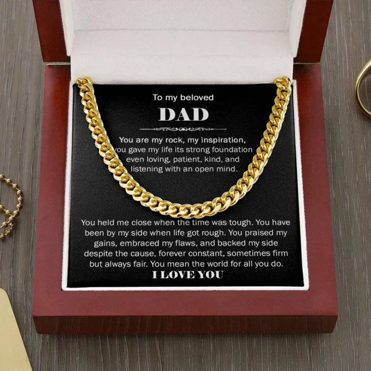 To My Dad Cuban Chain Necklace Stainless Steel Necklace Set Father's Day Gifts