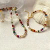 Colorful Nature Stone Beads Pearl Bracelet Necklace