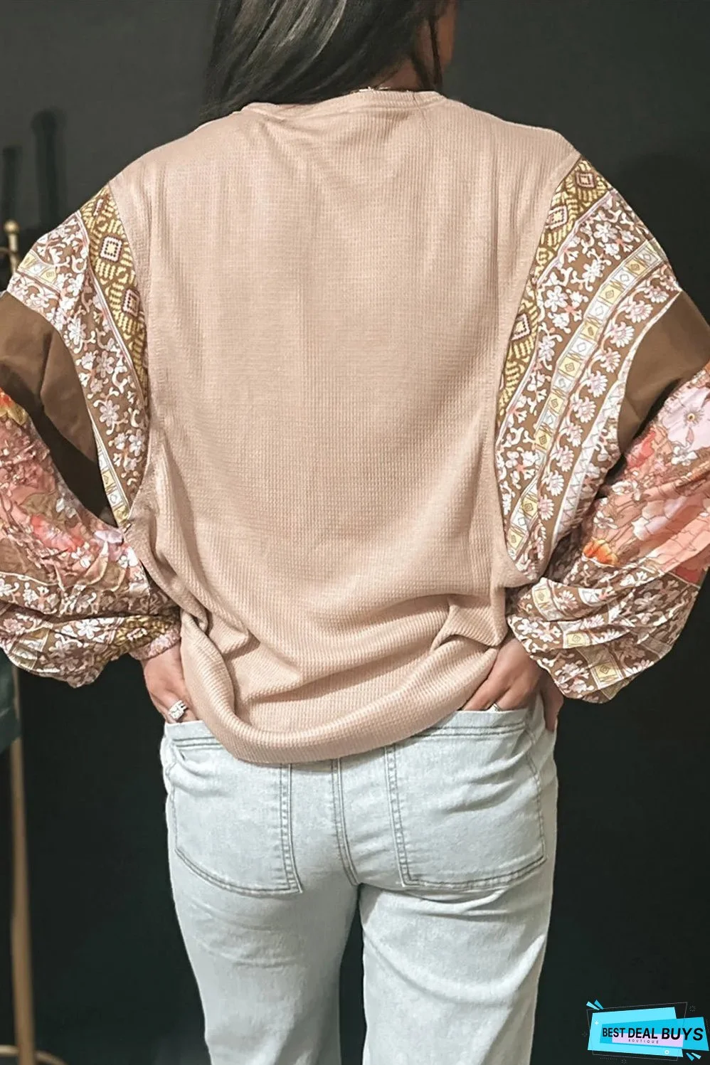 Printed Round Neck Long Sleeve Top