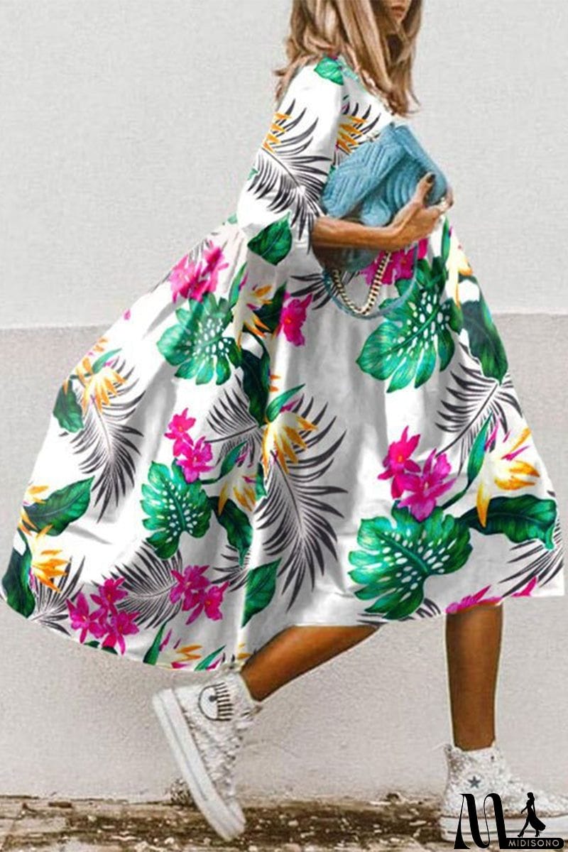MidiSono - Casual Street Floral Patchwork V Neck A Line Dresses