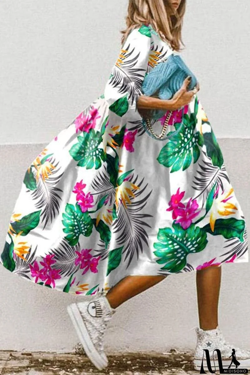 MidiSono - Casual Street Floral Patchwork V Neck A Line Dresses