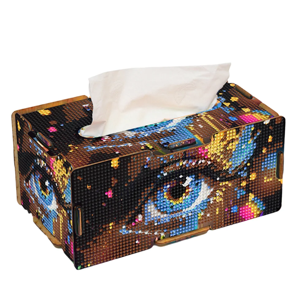 Colored Eyes Diamond Painting Tissue Box Wooden Diamond Art Tissue Storage Box