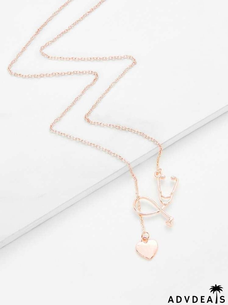 Heart Detail Pendant Link Necklace