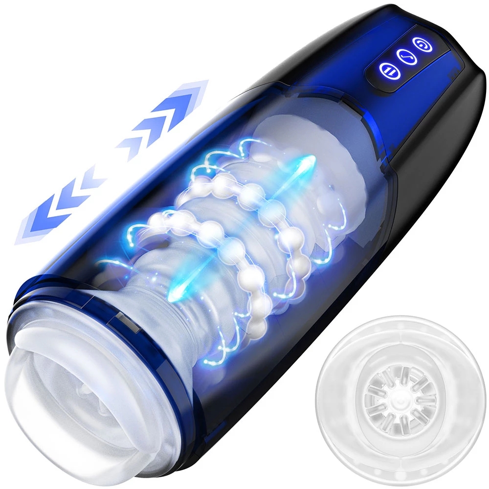 Automatic Bead Rotating Telescopic Interactive Masturbation Cup