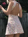 Floral Printed Backless Sleeveless Mini Dress