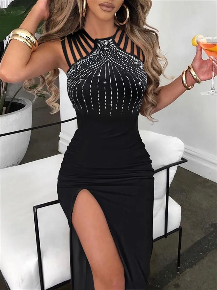 Women's Plus Size Party Dress Pure Color Spaghetti Straps Sequins Sleeveless Spring Summer Stylish Elegant Formal Prom Dress Maxi long Dress Formal Party Dress-Cosfine