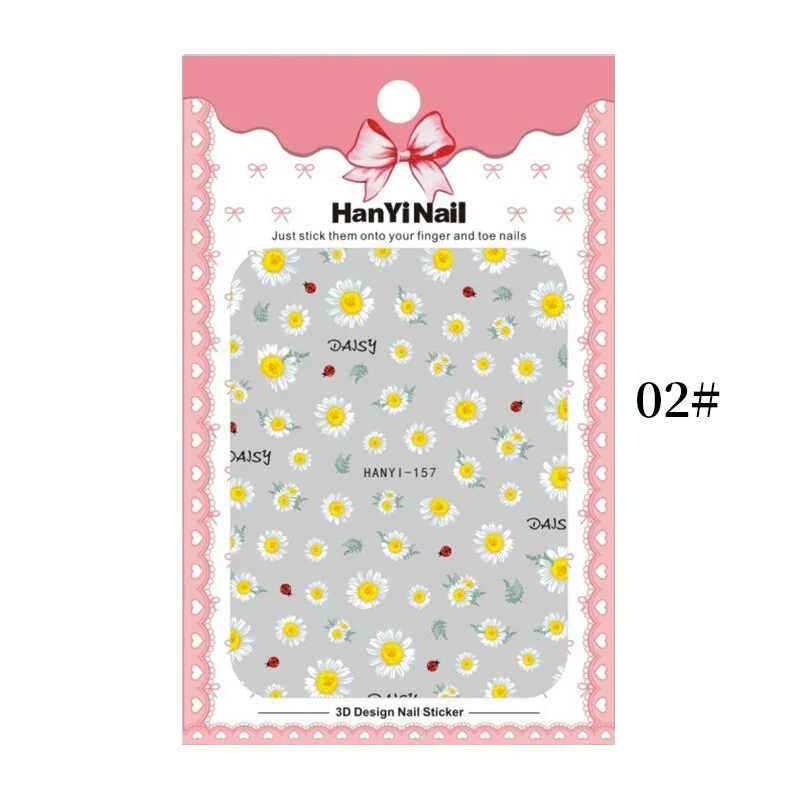 3D Charms Flowers Leaf Nail Art Stickers Watercolor Abstract Floral Nail Decal Sliders Manicures Nail Art Decorations For Autumn