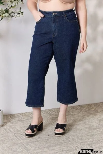 Judy Blue Full Size High Waist Cropped Wide Leg Jeans