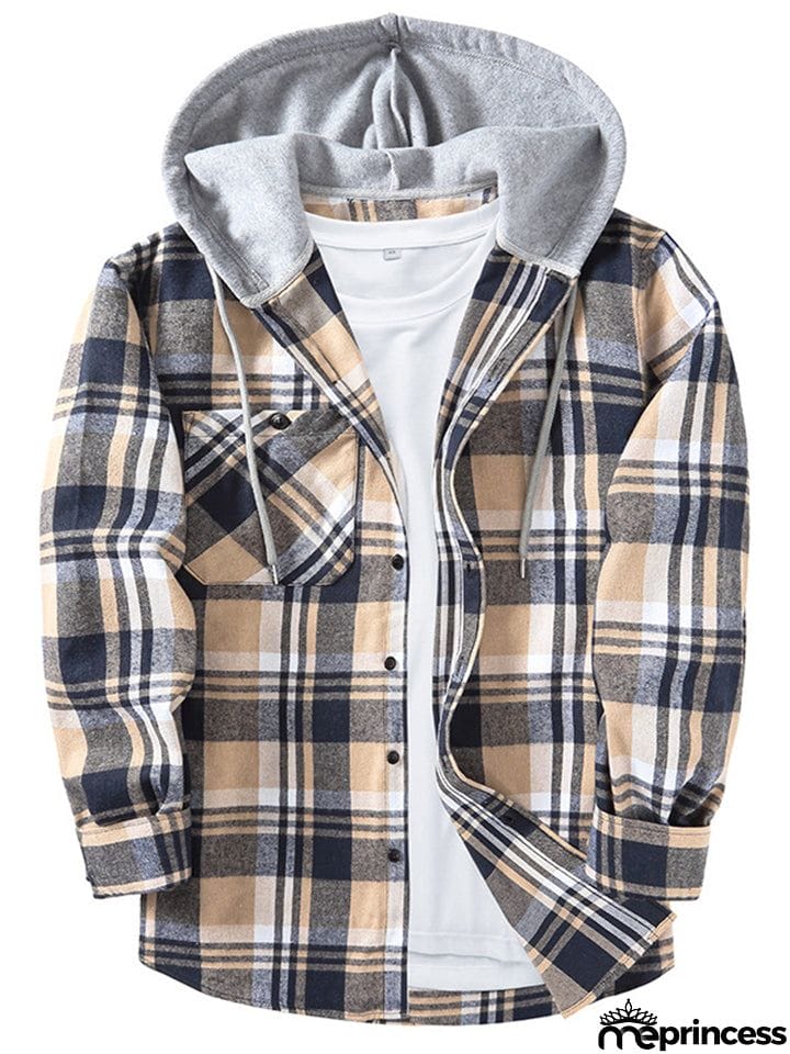 Spring Autumn Men's Trendy Plaid Hoodies