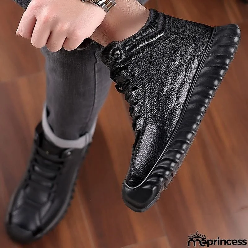 Male Casual Genuine Leather Fleece Thickened Father's Shoes