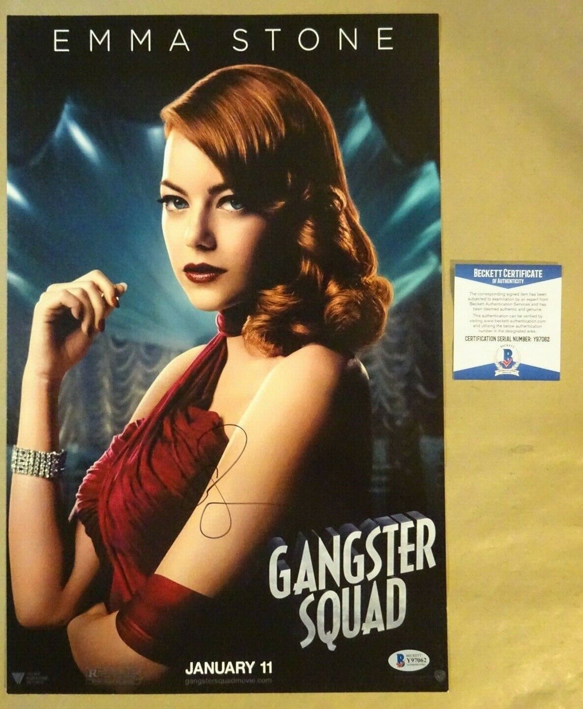 Signed EMMA STONE Autographed GANGSTER SQUAD Photo Poster painting 11x17