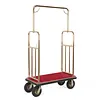 [US Local Warehouse] Hotel Luggage Cart 39Lx19Wx68H Inch Bellman Cart with 881lb Load Capacity 8-inch Silent Rubber Casters Carpet Deck Bumper Rails Hotel Service Trolley for Commercial Use Condos Resorts