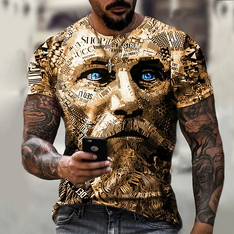 Street Retro Warrior Avatar 3D Printing Casual Sports T-Shirt at Hiphopee