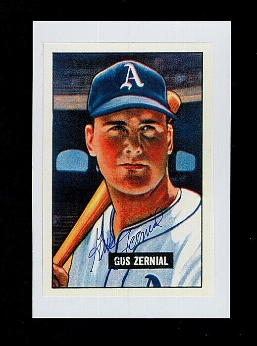 1952 GUS ZERNIAL-PHILADELPHIA A'S VINTAGE AUTOGRAPHED 4X6 COLOR Photo Poster painting-(d.2011)