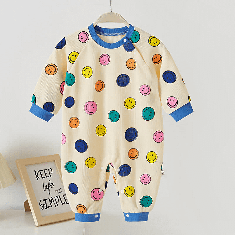 Baby Smiley Crew Neck Pajamas Romper