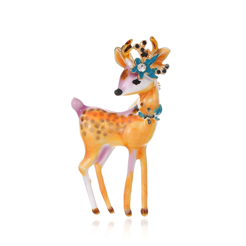 Cute Pin Deer Alloy Enamel Plating Inlay Rhinestones Unisex Brooches