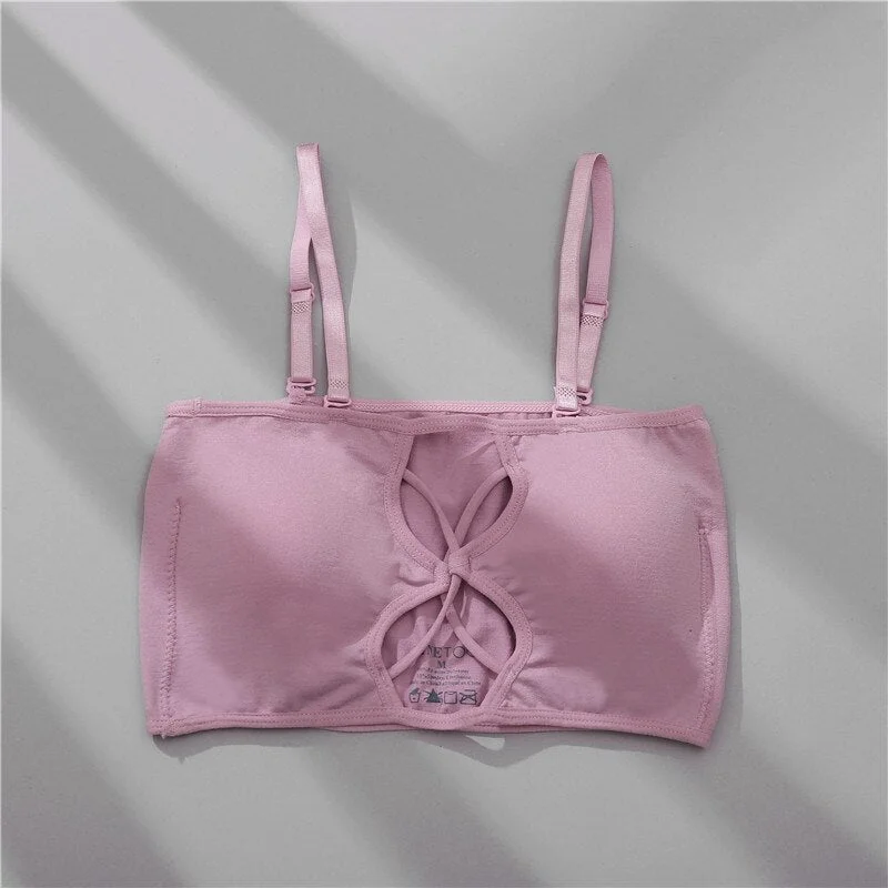 FINETOO Sexy Strapless Women's Underwear Set Seamless Woman Crop Top Suit Front Closure Tank Top + Lace Panty Push Up Lingerie