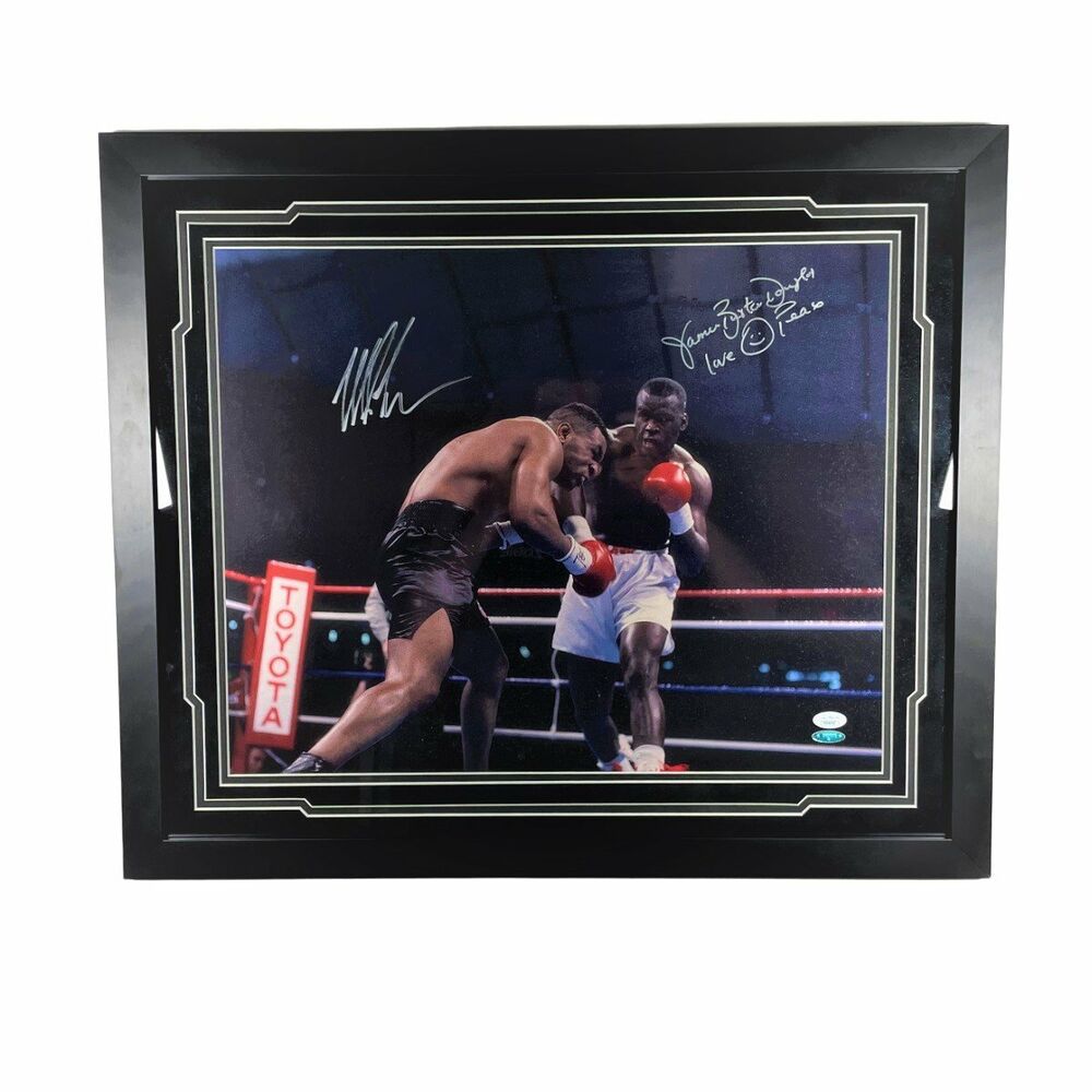 Mike Tyson & Buster Douglas Signed 16x20 Photo Poster painting Custom No Framed Autographed JSA