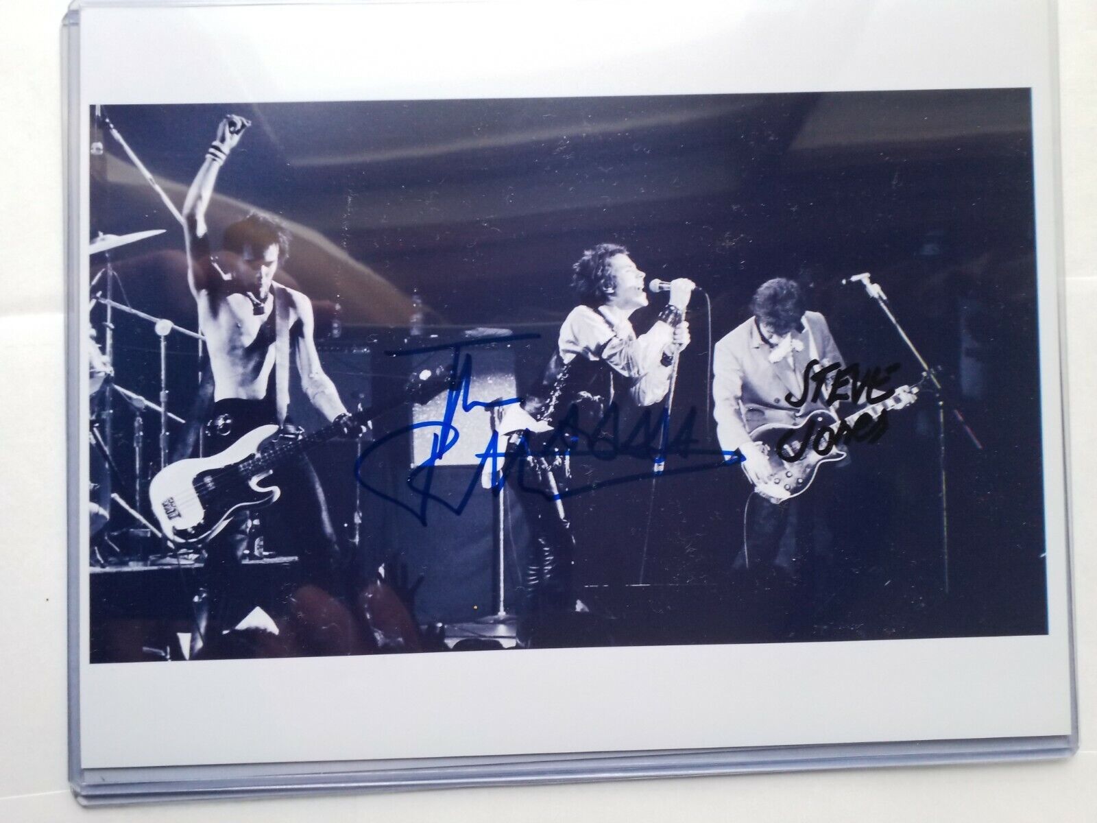 SEX PISTOLS Signed Autograph 11 x 8.5 Photo Poster painting Johnny Rotten + Steve Jones