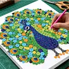 Kit de peinture de boutons en r&eacute;sine en paon pour adultes d&eacute;butants, arts cr&eacute;atifs, d&eacute;coration int&eacute;rieure, boutons ronds de peinture 30x30cm avec cadre