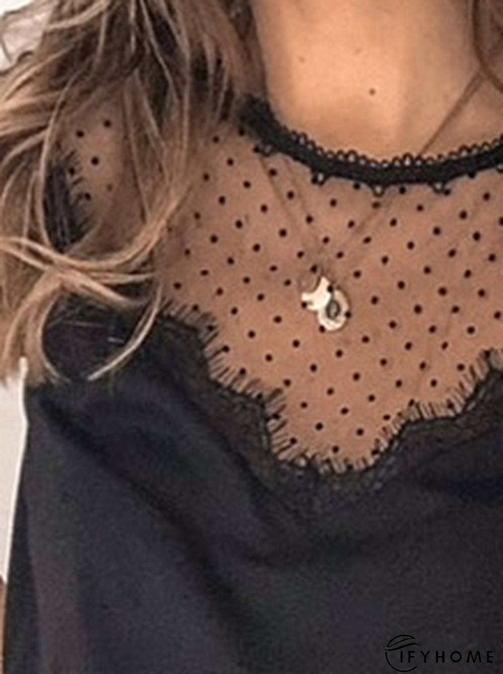 Lace Loose Crew Neck Casual T-Shirt | IFYHOME