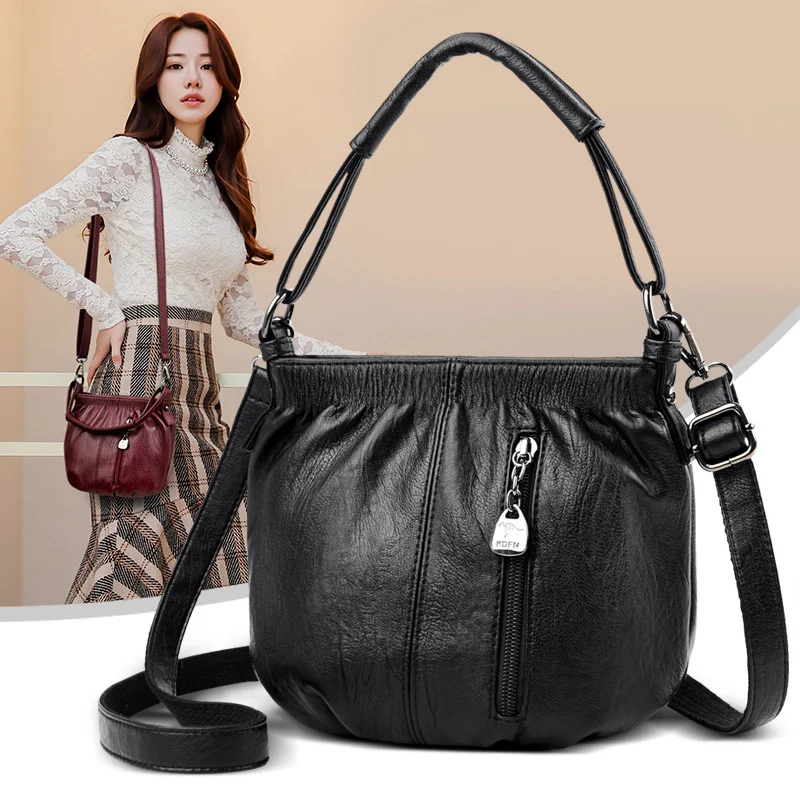Simple Bucket Bag Casual Purse Bag Shoulder Slung Bag