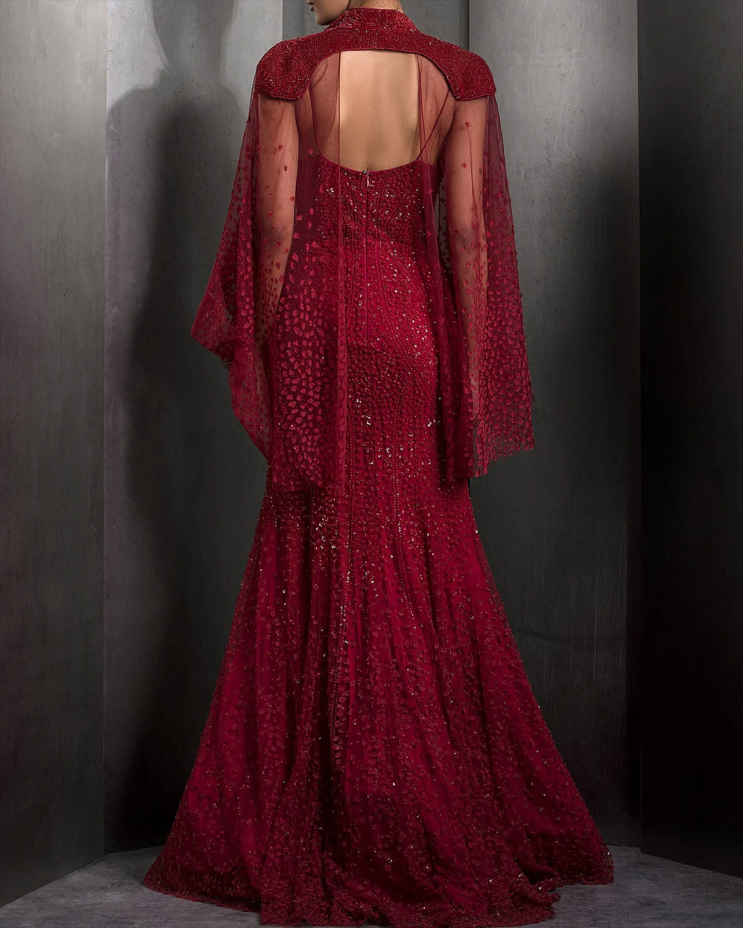 Women's Shawl Mesh Sequin Dress