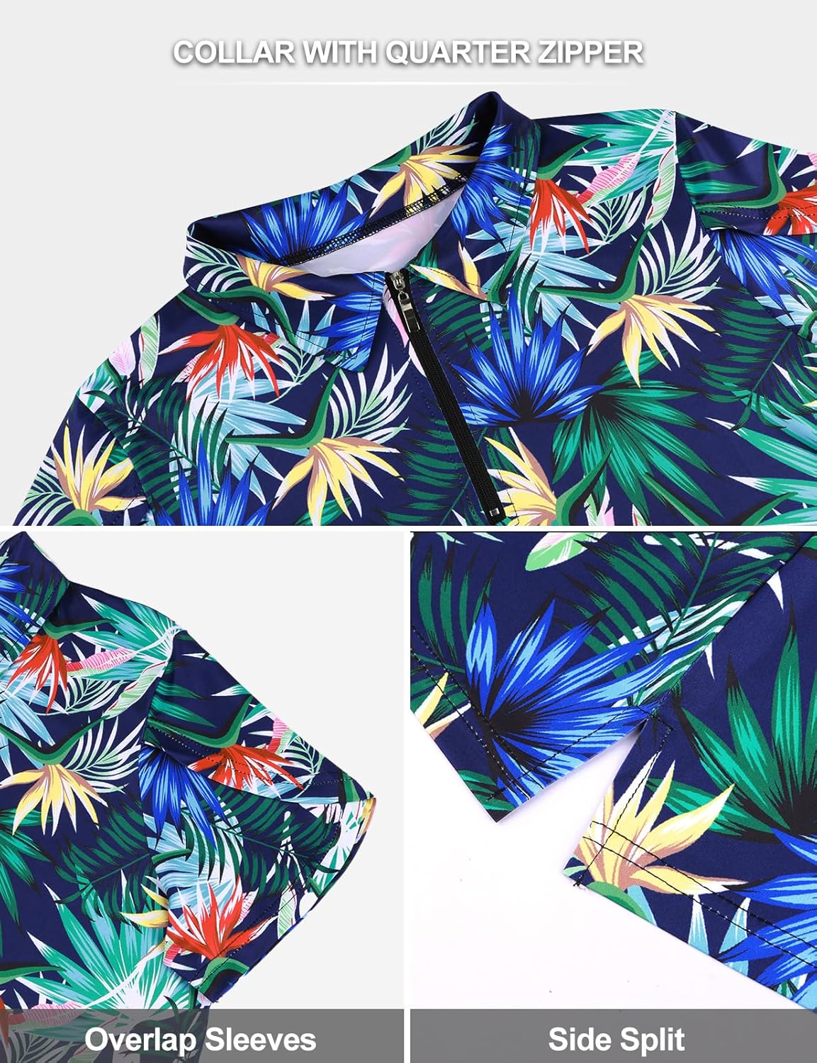 Womens Golf Polo Shirts 1/4 Zip Up Overlap Short Sleeve Quick Dry Workout Tops