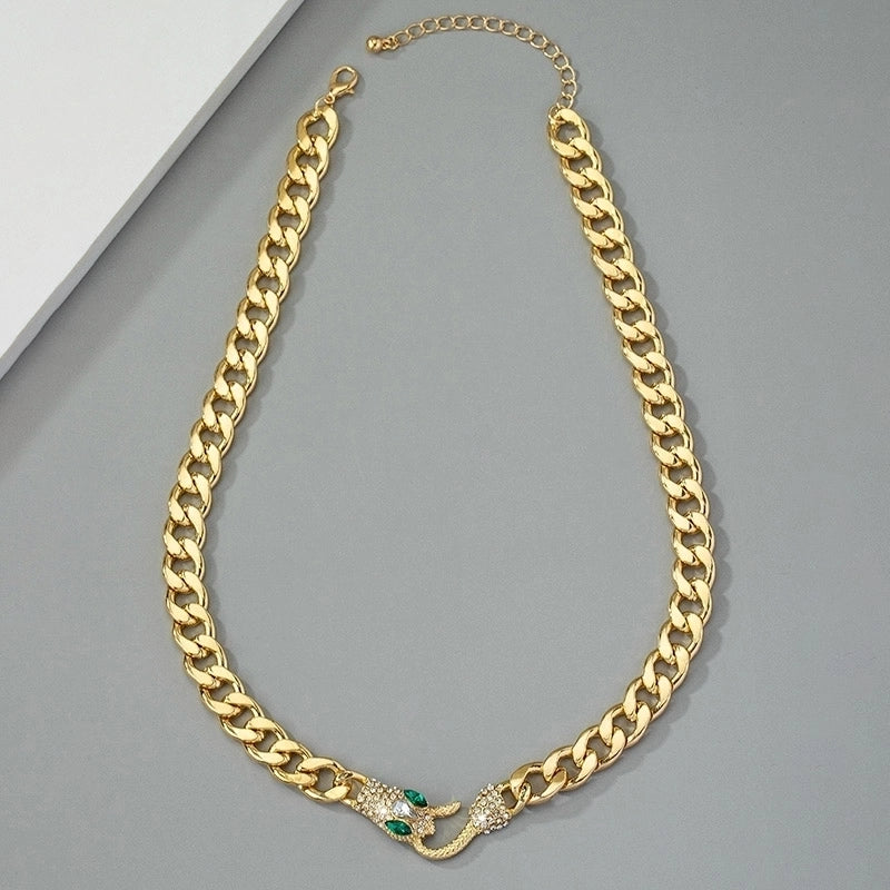 Gothic Retro Vintage Style Snake Alloy Plating Inlay Artificial Rhinestones 14k Gold Plated White Gold Plated Men’s Choker Choker