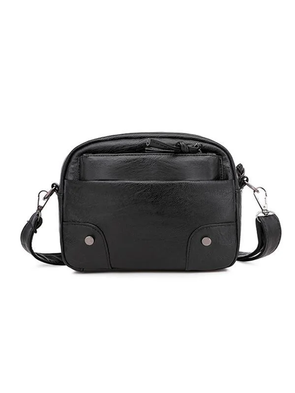 Vintage Washed Leather Utility Crossbody Bag