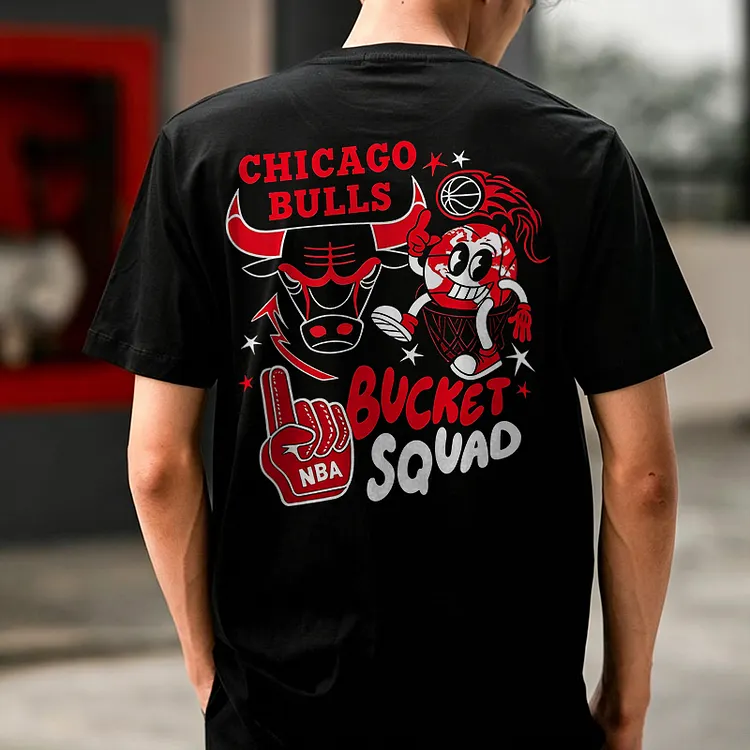 Chicago Bulls Bucket Squad Printed Men's T-shirt
