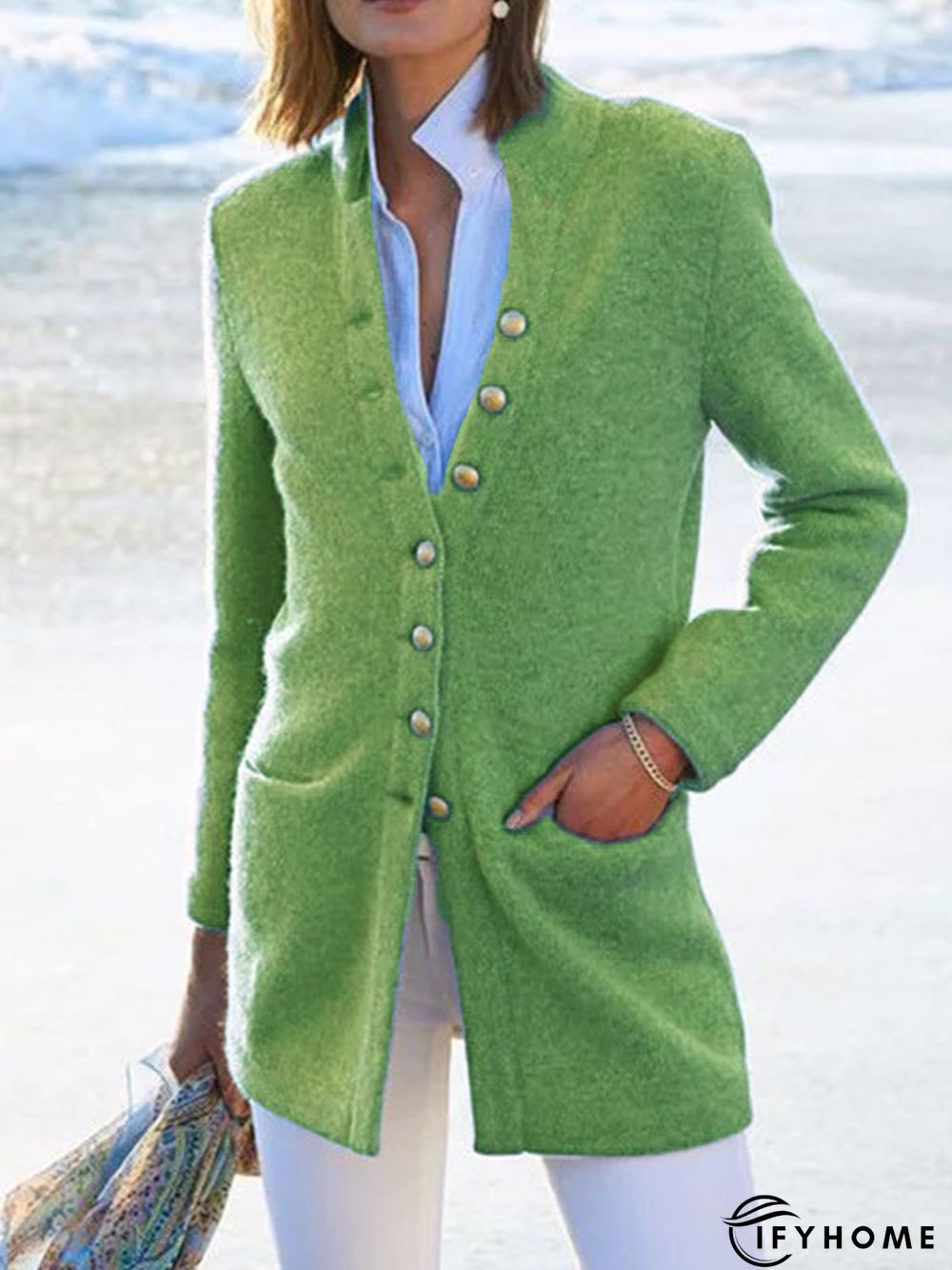 Casual Cotton-Blend Long Sleeve Blazer | IFYHOME