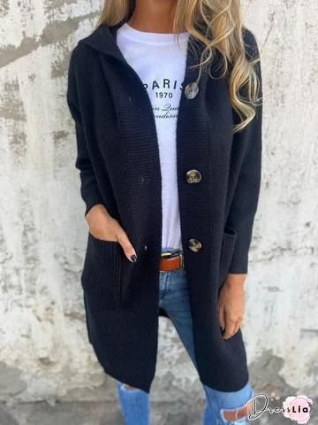 Single-breasted Long Sleeve Cardigan Sweater Coat