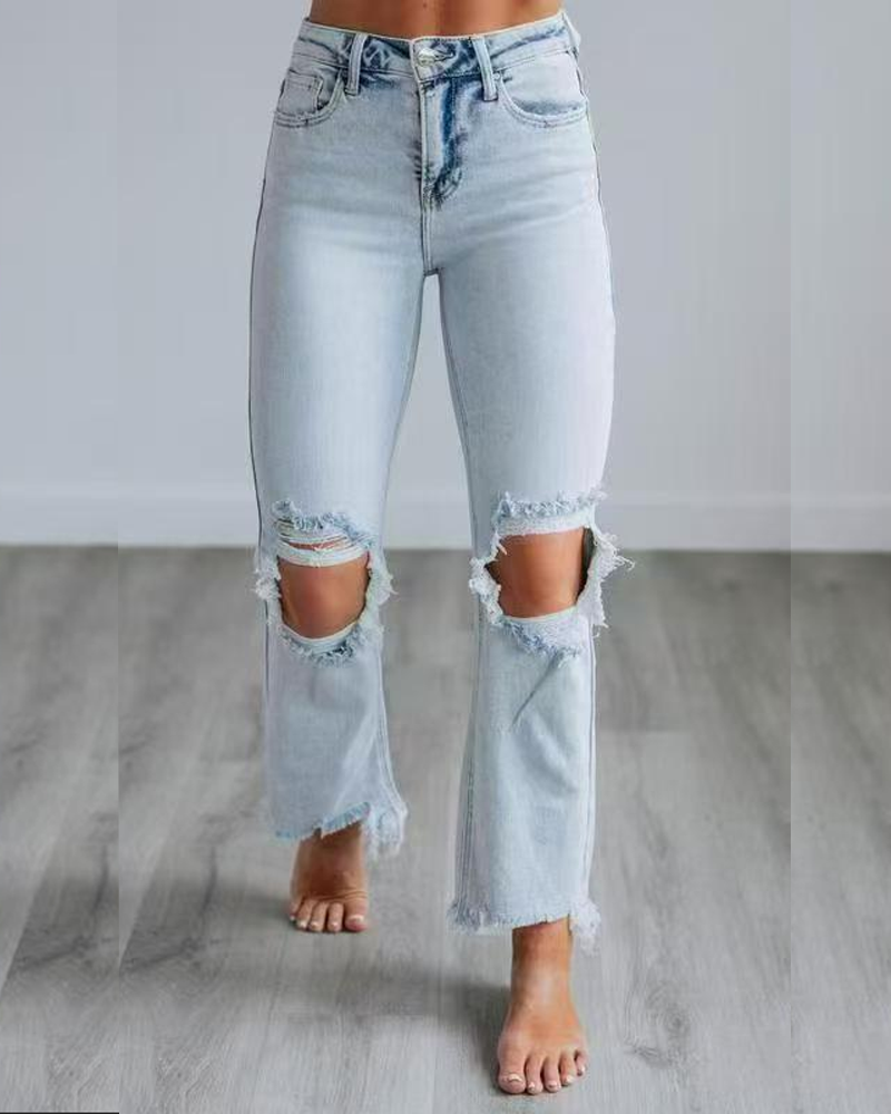 Slim-Fit Ripped Cropped Jeans