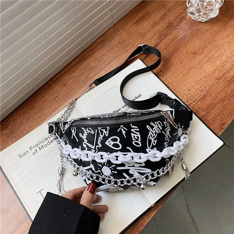 էѧӧܧ Luxury Women's 2021 High Quality Waist Bag Thick Chain Shoulder Crossbody Chest Bag Female Designer Brand Handbag