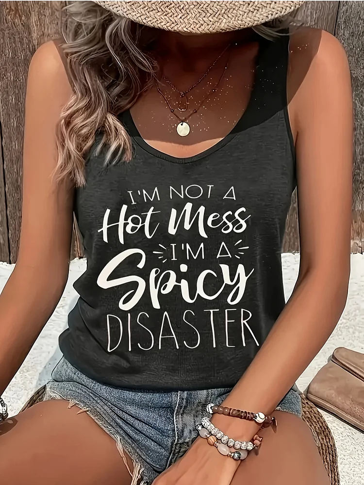 Simple Letters-Patterned Printing-Spring And Summer Casual Sleeveless Sports Tank Top-Fashion Sports Womenswear
