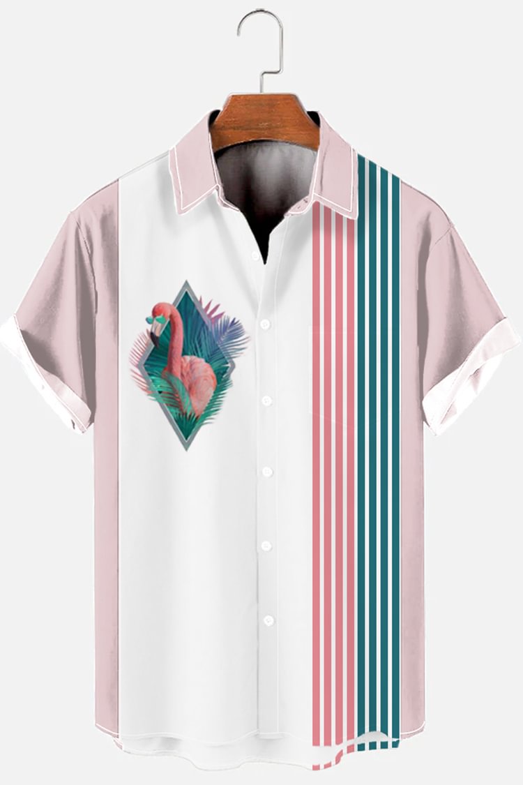 Tiboyz Mens Fashion Casual Flamingo Cozy Shirt