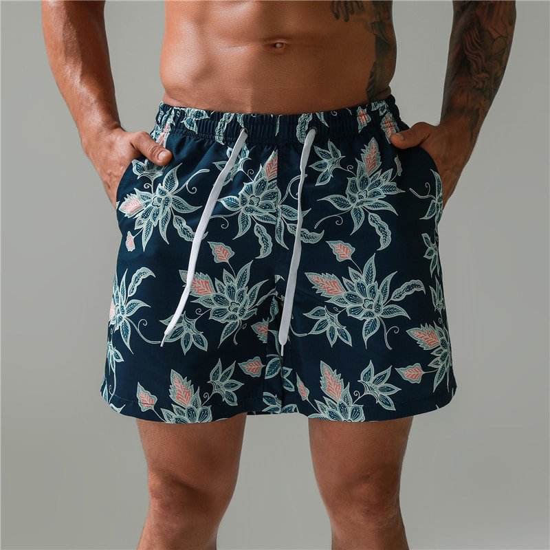 Summer Quick-drying Flower Printed Men's Surfing Beach Shorts-VESSFUL