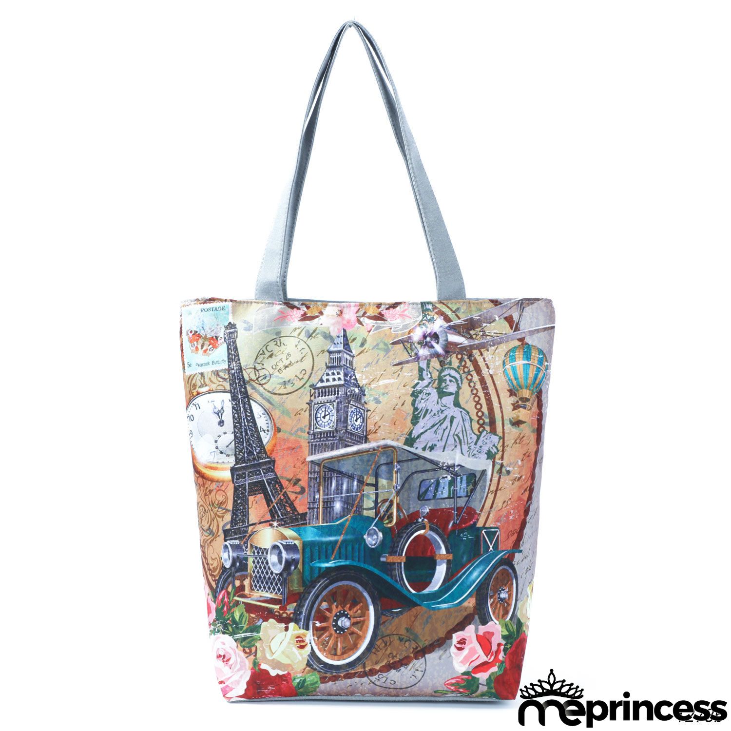 Women's Eiffel Tower Butterfly 3D Print One Shoulder Shopping Bag