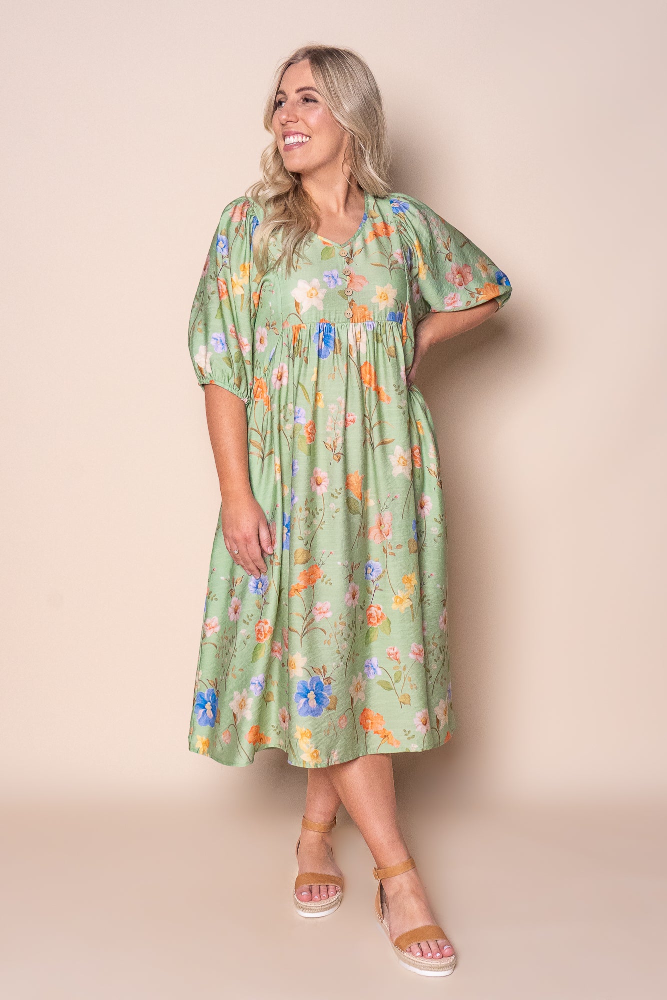 Anna Midi Dress in Sage