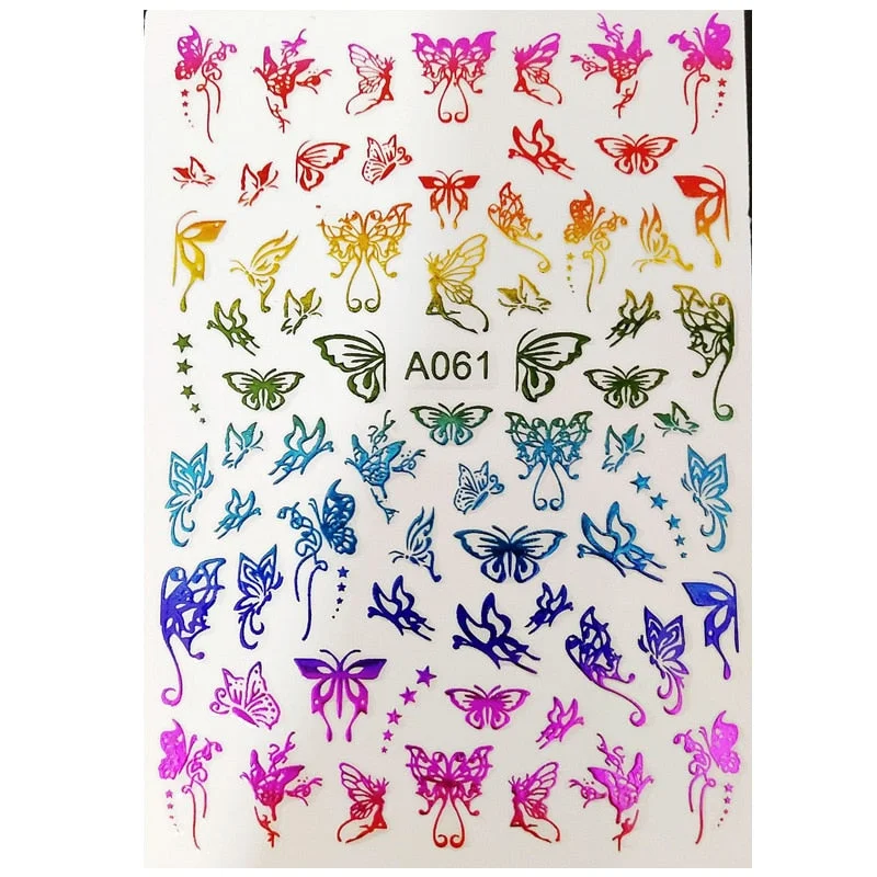 Holographic Butterfly Designs Sticker Nail Decal DIY Slider for Manicure Nail Art Watermark Manicure Decor-Nail Inspo