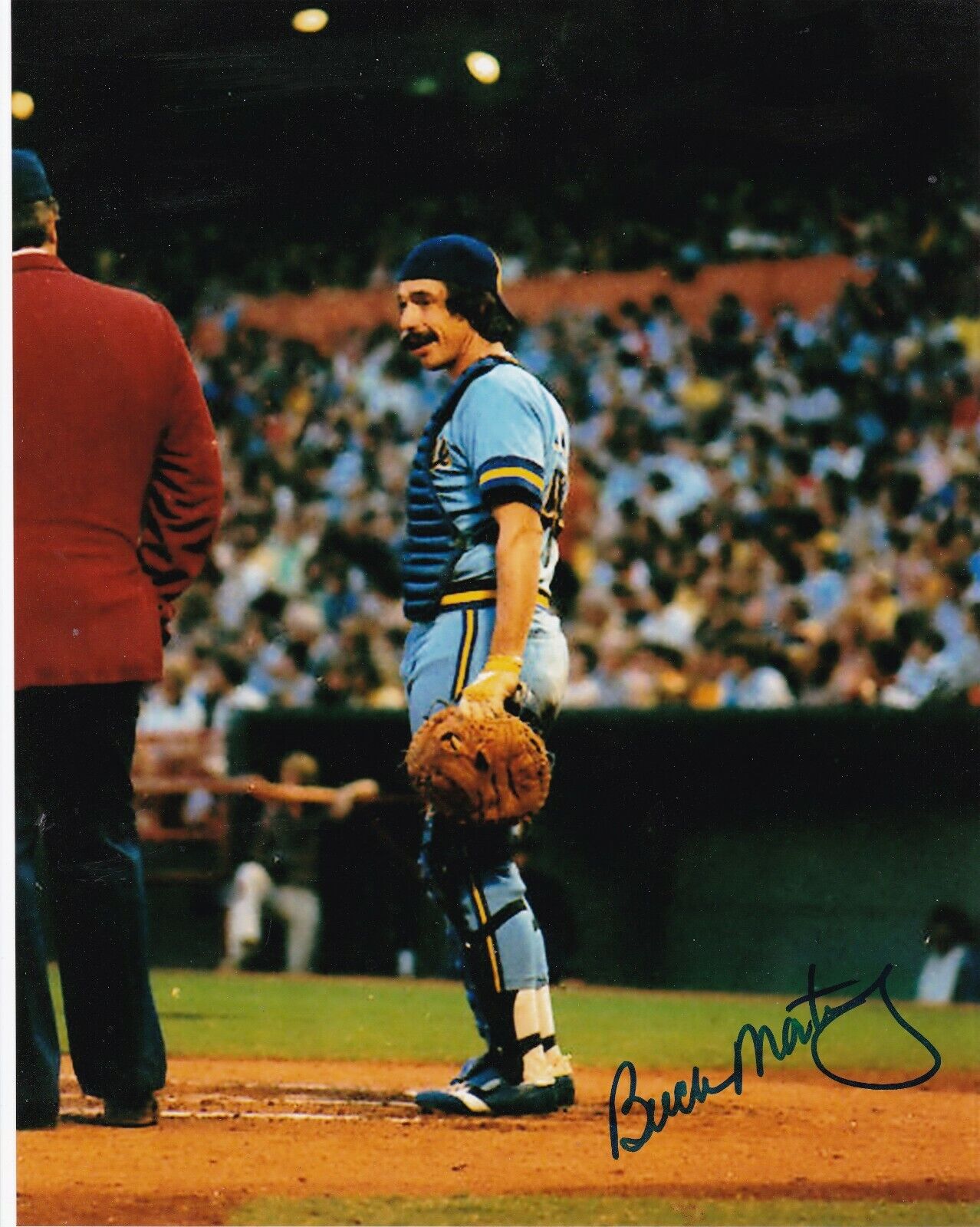 BUCK MARTINEZ MILWAUKEE BREWERS ACTION SIGNED 8x10