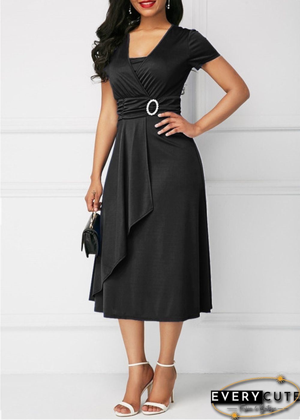 Best Selling Fashion Women's Chic Large Size Asymmetric Hem Evening Dress Mini Dress