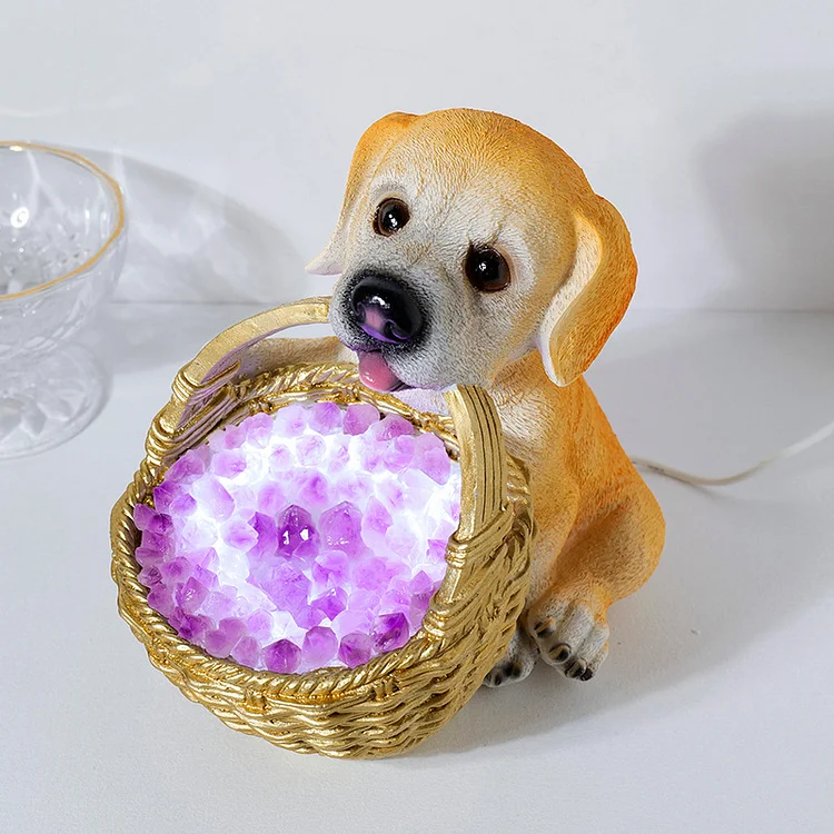 Olivenorma Natural Crystal Gravel Dog Shaped Night Crystal Lamp