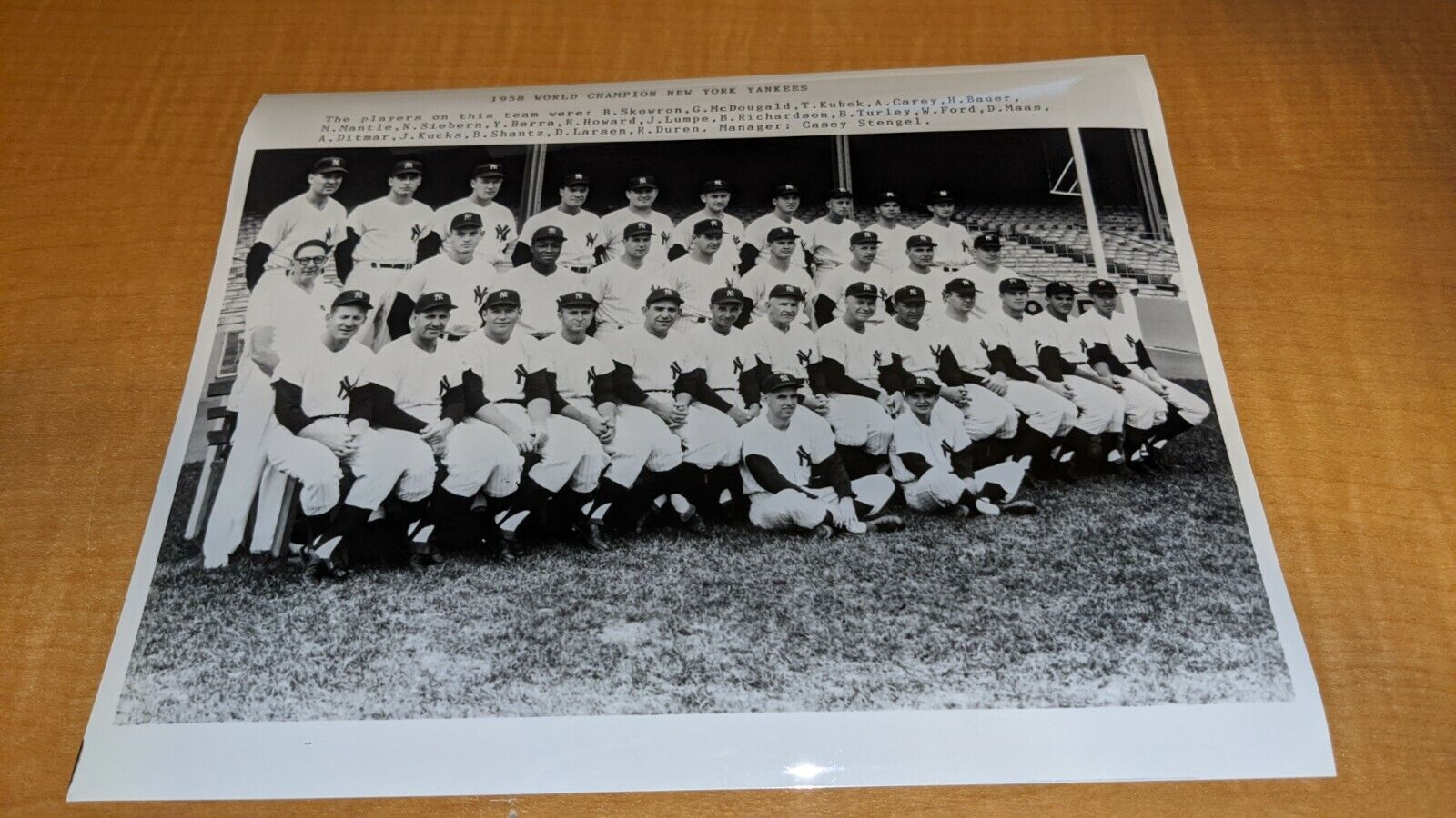 1958 World Champions New York Yankees Team Photo Poster painting Mickey Mantle