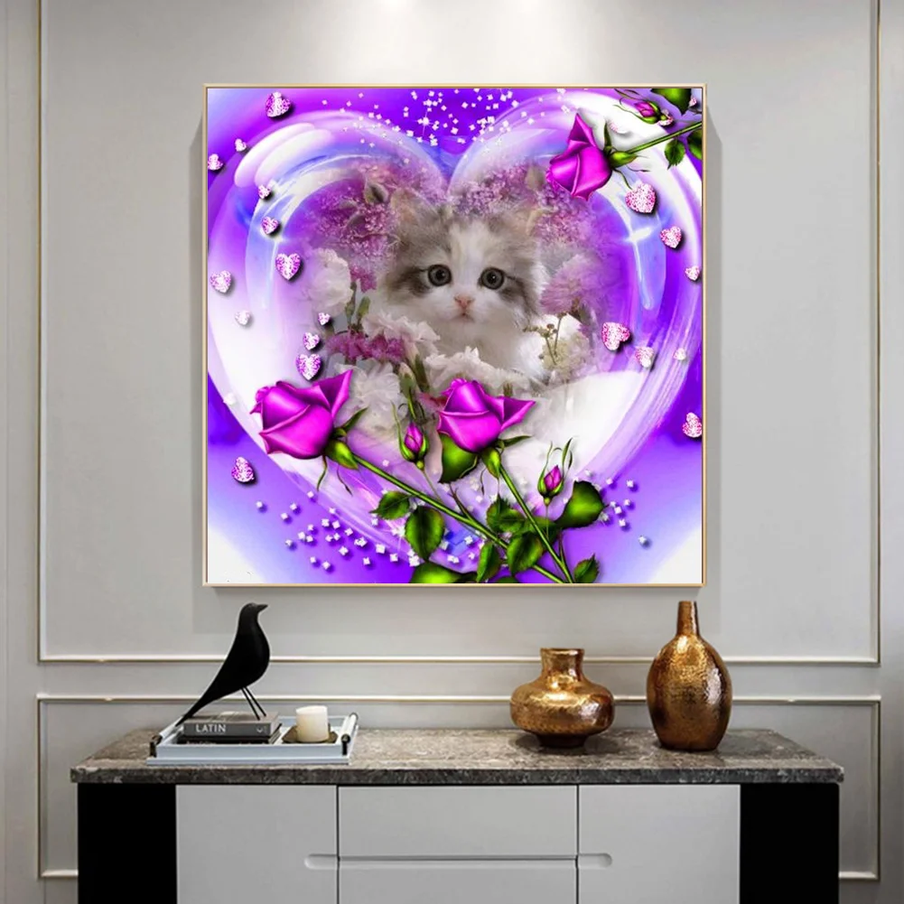 Diamond Painting - Full Round Drill - Love Cat(30*30cm)